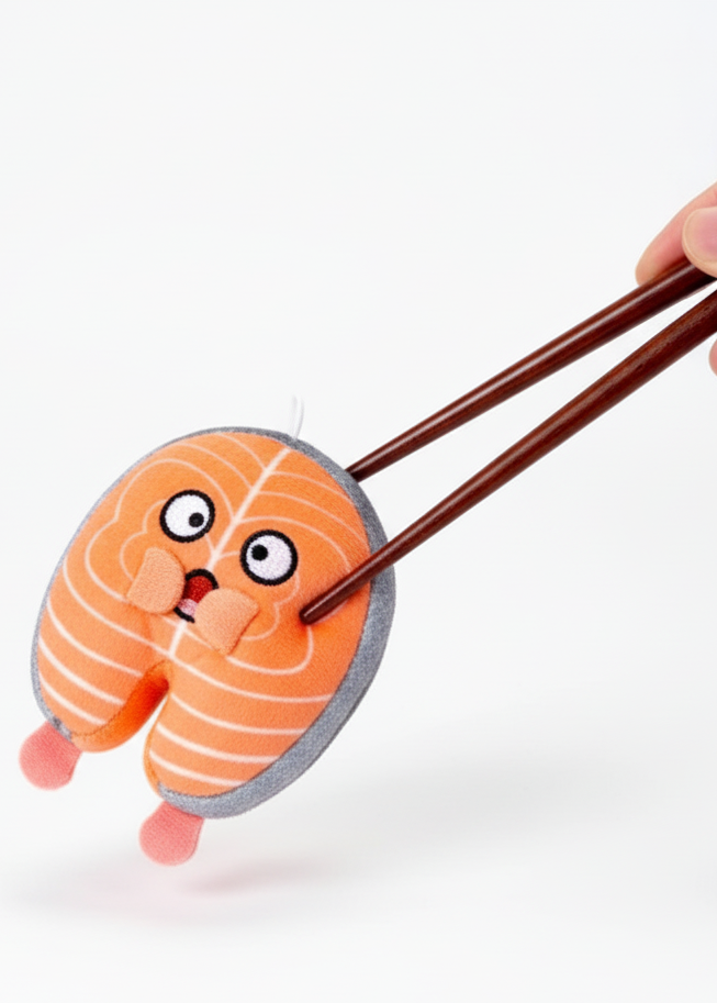 Punnet Series: Salmon Steak Plushie Keychain (Pre-order)